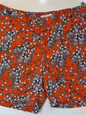 Danward Men’s Swim Trunks M Orange Fish Print Made in Italy Designer Swim Shorts